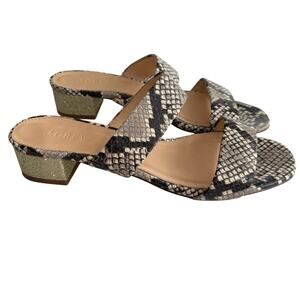 J. Crew Sandals Women's Size 8.5 Gray Embossed Leather Snakeskin Double Straps